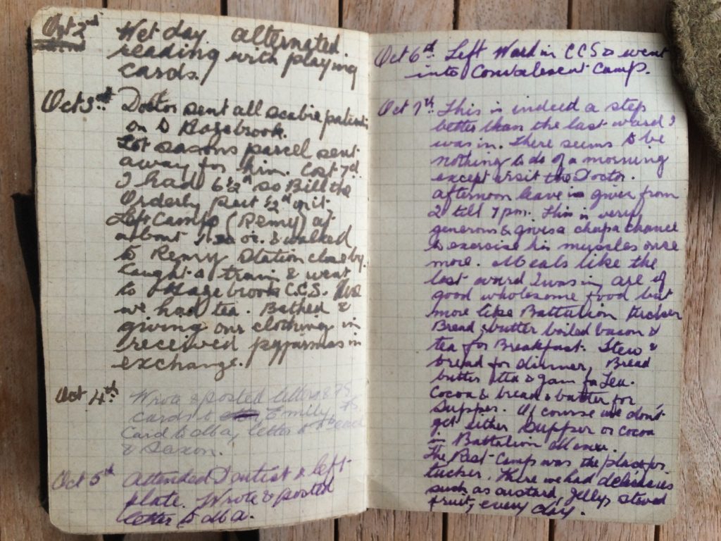 1916 War Diary - sample Oct 2nd