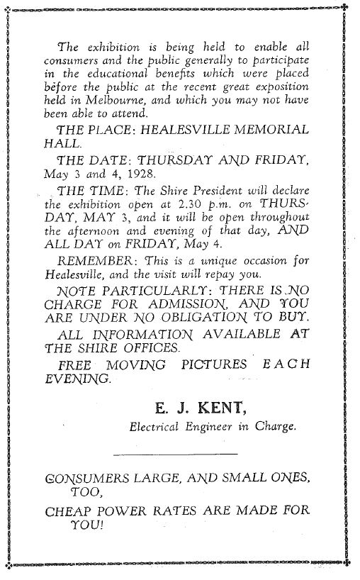 Electrical Exhibition Healesville 1928 p3